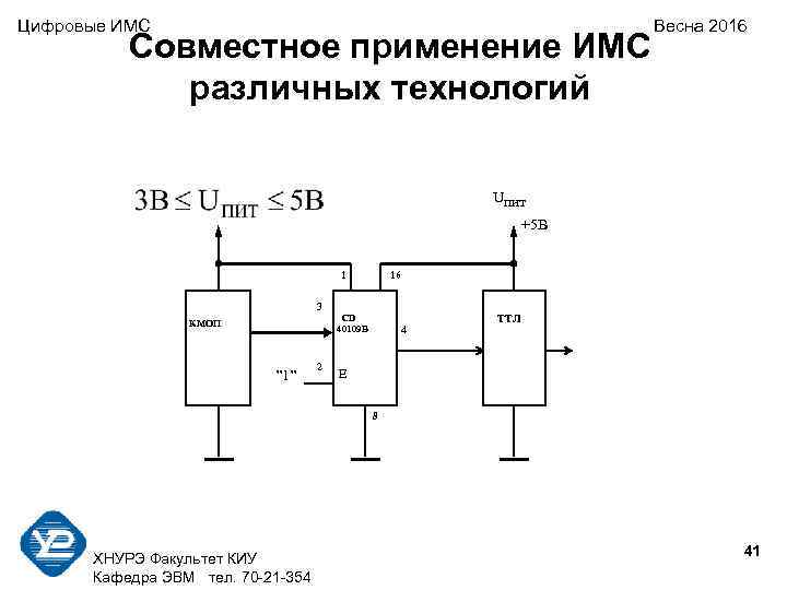 Цифровые ИМС    Весна 2016    Совместное применение ИМС 