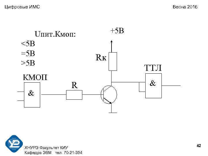 Цифровые ИМС    Весна 2016   Uпит. Кмоп:   