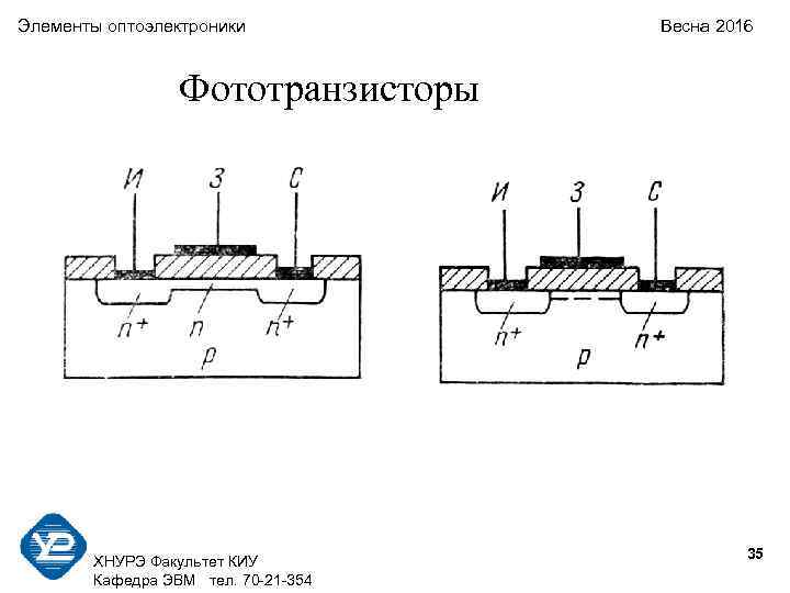 Элементы оптоэлектроники  Весна 2016    Фототранзисторы     35