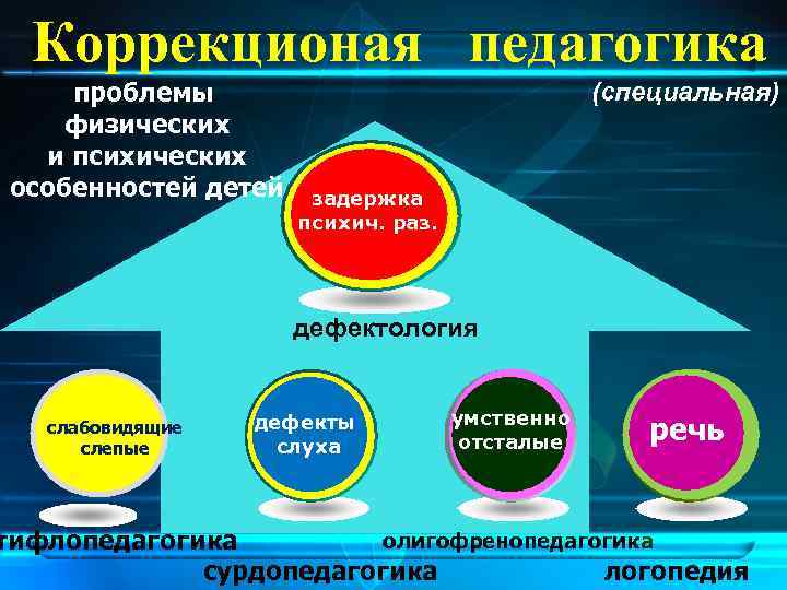  Коррекционая педагогика проблемы      (специальная) физических  и психических