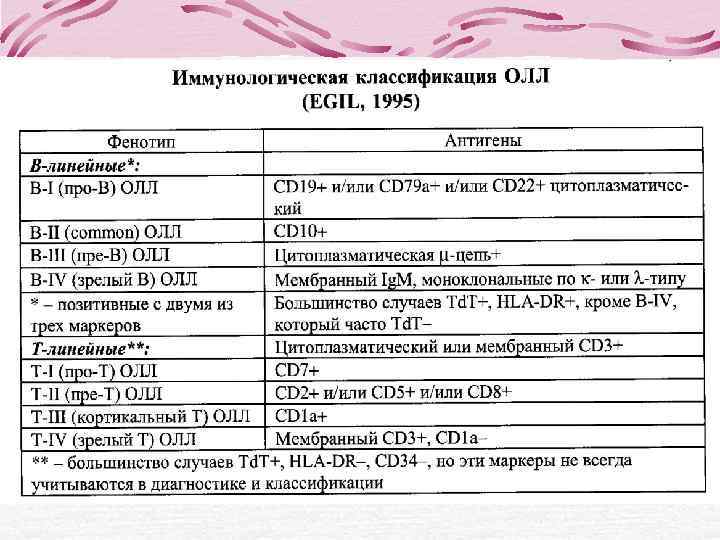  Лейкемическая фаза лимфомы из  клеток мантийной зоны Морфология опухолевых клеток – средний