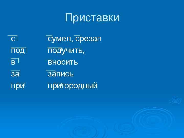  Приставки с сумел, срезал подучить, в вносить за запись пригородный 