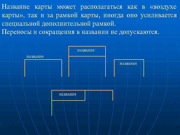 Название карты может располагаться как в  «воздухе карты» ,  так и за