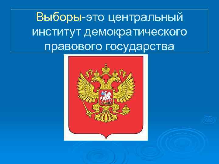  Выборы-это центральный институт демократического правового государства 