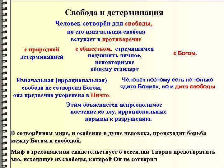 Свобода и детерминация Человек сотворён для Свобода и детерминация Человек сотворён для