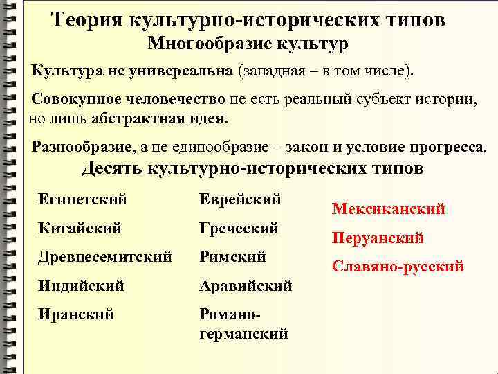 Данилевский теория культурно исторических. Концепция культурно-исторических типов. Теория культурно-исторических типов. Культурно исторические типы. Теория культурно-исторических типов н.Данилевский.