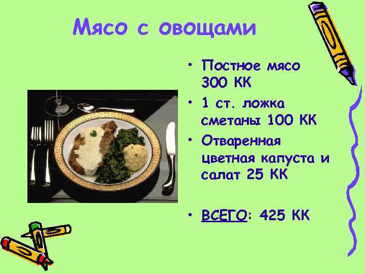 Мясо с овощами • Постное мясо 300 КК • 1 ст. ложка сметаны 100