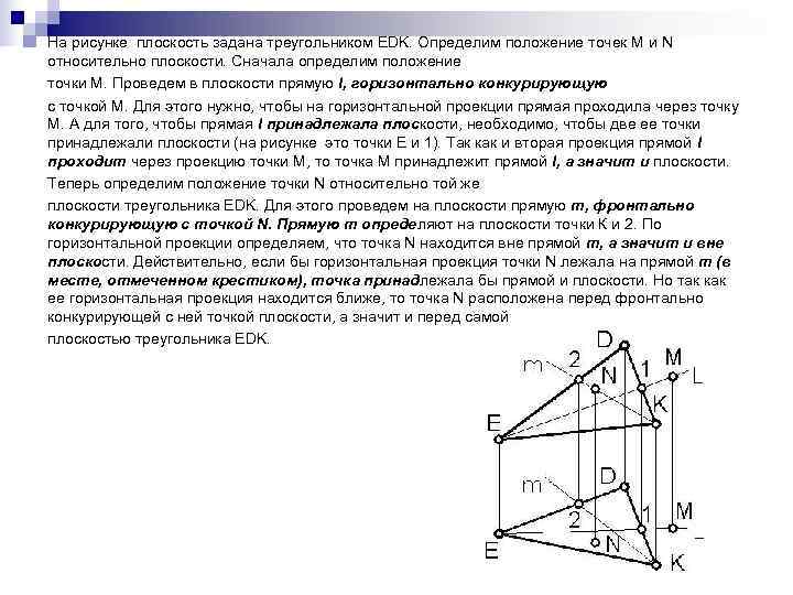 Найти точку относительно плоскости