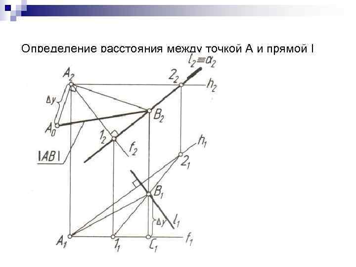 Определение расстояния между точкой А и прямой l 