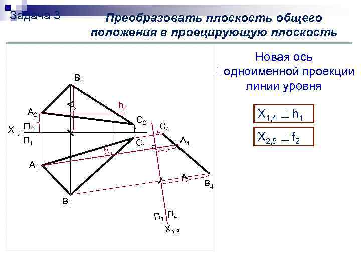 Задача 3    Преобразовать плоскость общего     положения в