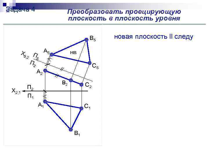 Задача 4     Преобразовать проецирующую      плоскость