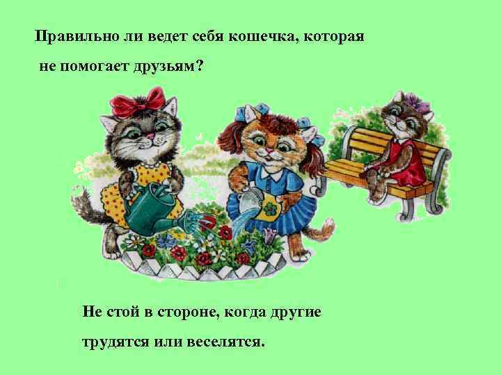 Правильно ли ведет себя кошечка, которая не помогает друзьям?  Не стой в стороне,
