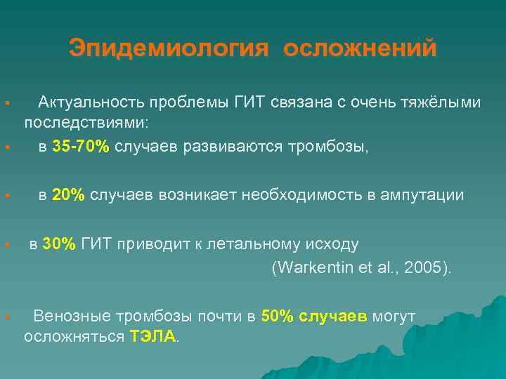  Эпидемиология осложнений § Актуальность проблемы ГИТ связана с очень тяжёлыми последствиями: § в