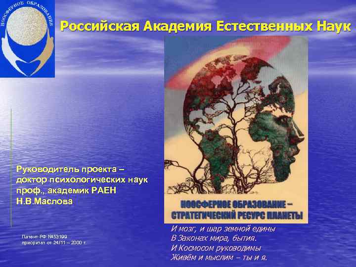  Российская Академия Естественных Наук Руководитель проекта – доктор психологических наук проф. , академик