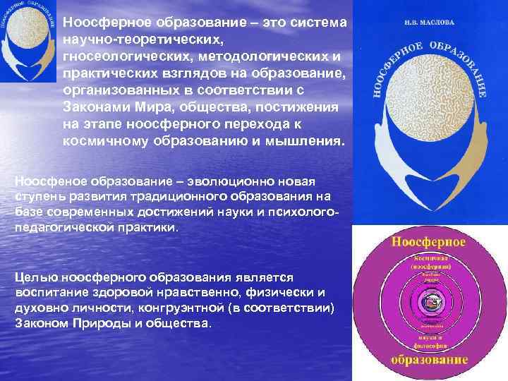  Ноосферное образование – это система научно-теоретических, гносеологических, методологических и практических взглядов на образование,