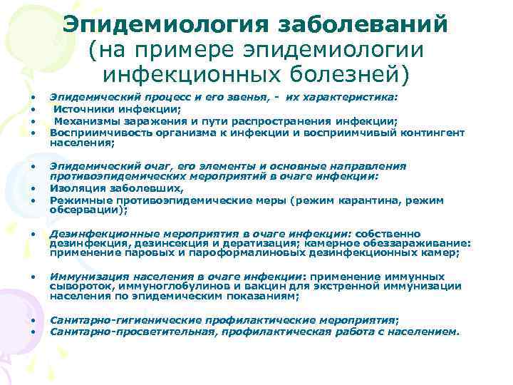  Эпидемиология заболеваний (на примере эпидемиологии инфекционных болезней) • Эпидемический процесс и его звенья,