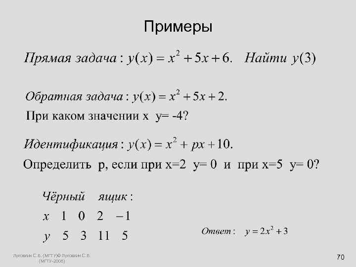  Примеры Луковкин С. Б. (МГТУ)© Луковкин С. Б. (МГТУ-2008) 70 