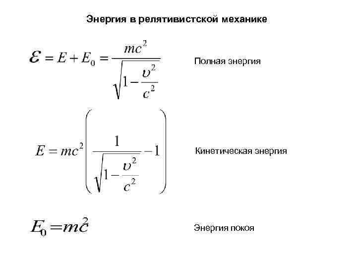 Полная энергия релятивистской частицы