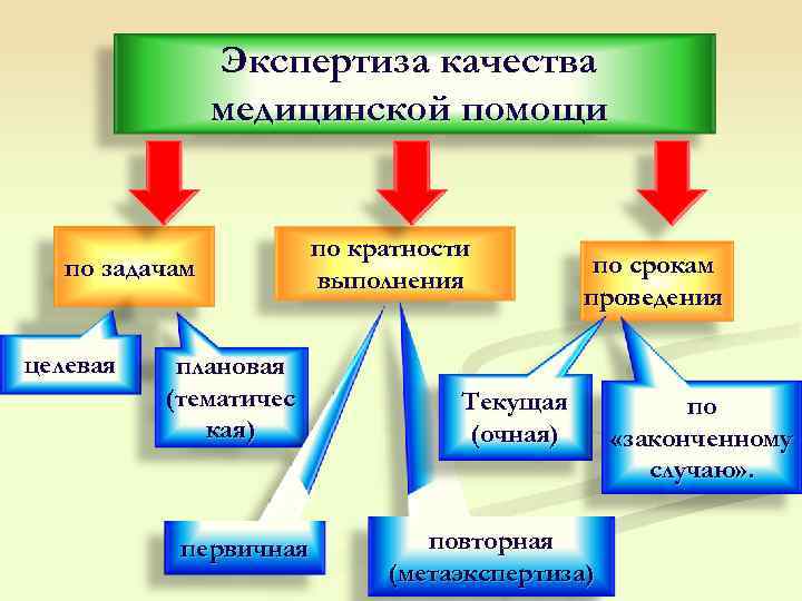 Экспертиза качества медицинской помощи по кратности по задачам по срокам выполнения проведения целевая