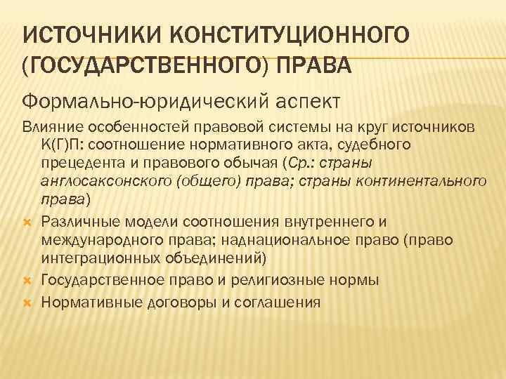 Аспект действия. Особенности формально-юридического аспекта действия права. Особенности источников конституционного права. Нетрадиционные источники конституционного права. Источники конституционного процессуального права.