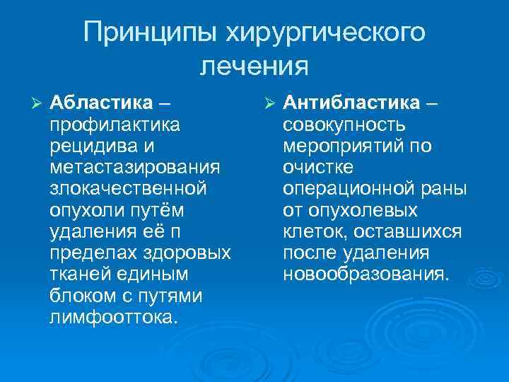  Принципы хирургического лечения Ø Абластика – Ø Антибластика – профилактика совокупность рецидива и