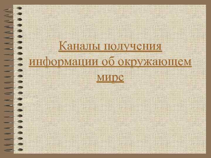  Каналы получения информации об окружающем мире 