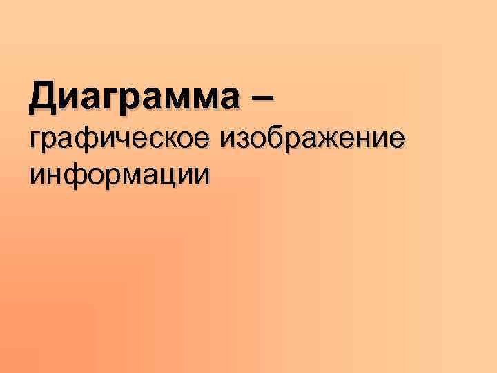 Диаграмма – графическое изображение информации 