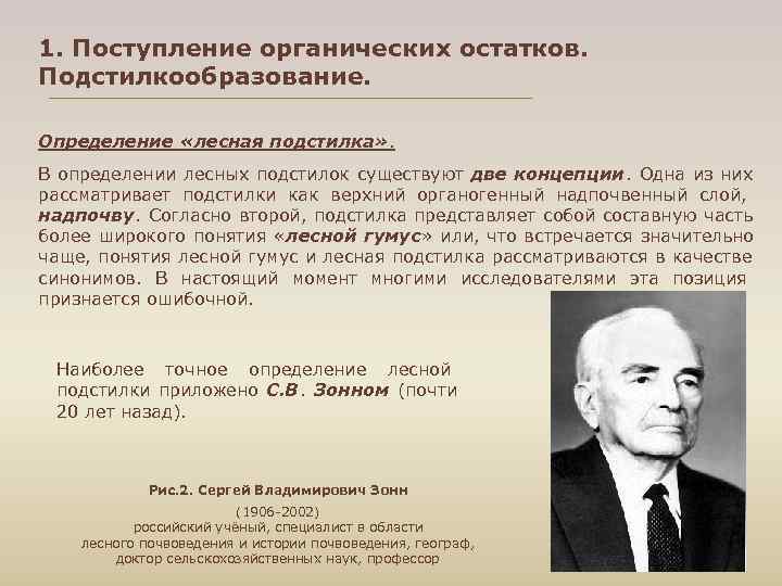 1. Поступление органических остатков. Подстилкообразование. Определение «лесная подстилка» . В определении лесных подстилок существуют