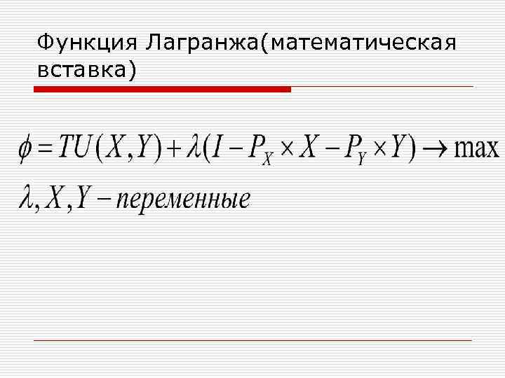 Функция Лагранжа(математическая вставка) 