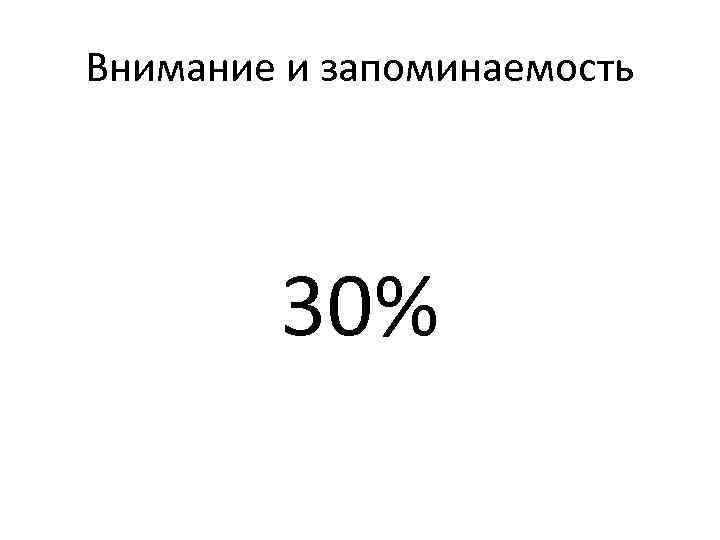 Внимание и запоминаемость   30% 