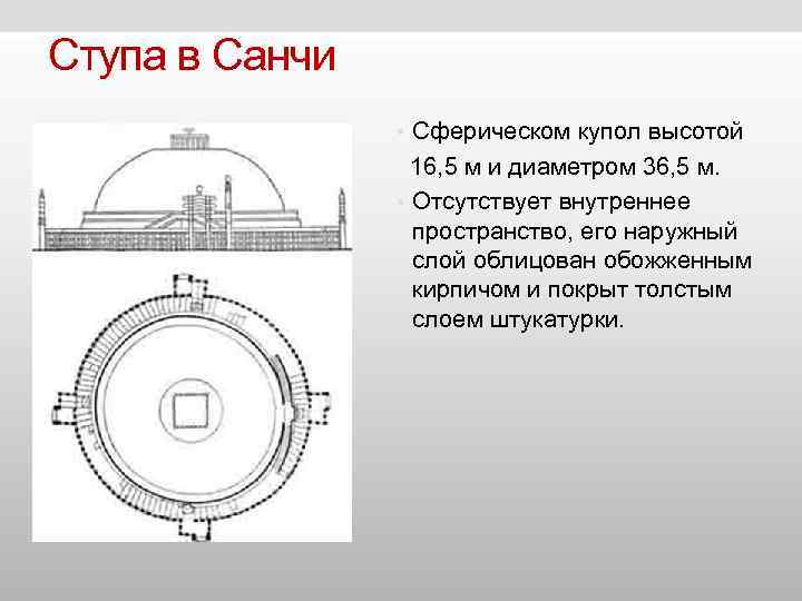 Ступа в Санчи • Сферическом купол высотой Ступа в Санчи • Сферическом купол высотой