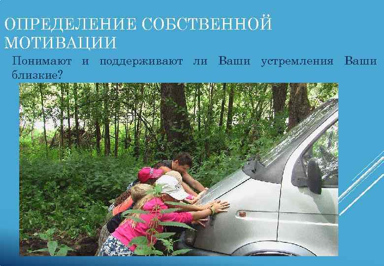 ОПРЕДЕЛЕНИЕ СОБСТВЕННОЙ МОТИВАЦИИ Понимают и поддерживают ли Ваши устремления Ваши близкие? 