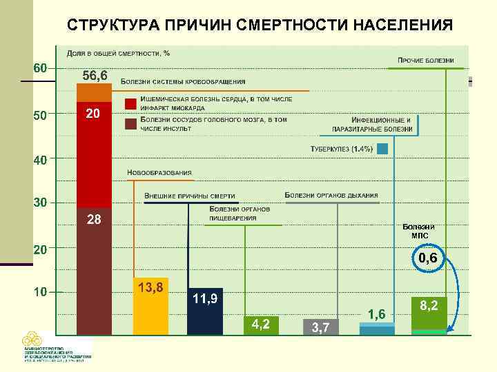 СТРУКТУРА ПРИЧИН СМЕРТНОСТИ НАСЕЛЕНИЯ Болезни МПС 0, 6 