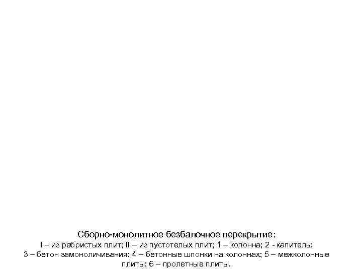  Сборно-монолитное безбалочное перекрытие: I – из ребристых плит; II – из пустотелых плит;