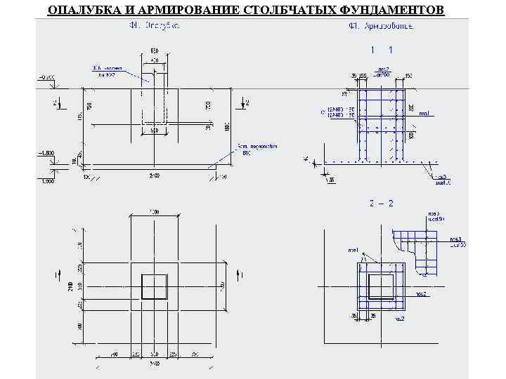 ОПАЛУБКА И АРМИРОВАНИЕ СТОЛБЧАТЫХ ФУНДАМЕНТОВ 