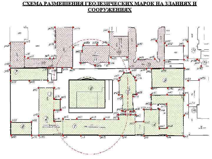 СХЕМА РАЗМЕЩЕНИЯ ГЕОДЕЗИЧЕСКИХ МАРОК НА ЗДАНИЯХ И СООРУЖЕНИЯХ 