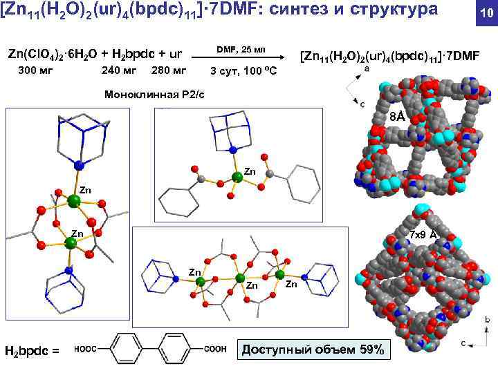 [Zn 11(H 2 O)2(ur)4(bpdc)11]· 7 DMF: синтез и структура 10 DMF, 25 мл Zn(Cl.