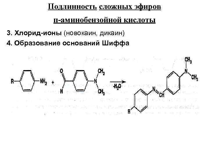 Образование оснований. Новокаин образование основания Шиффа. Тетракаин нитритометрия. Тетракаина гидрохлорид реакции подлинности. Реакция образования оснований Шиффа новокаин.