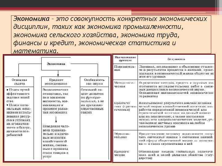 Экономика – это совокупность конкретных экономических дисциплин, таких как экономика промышленности, экономика сельского хозяйства,