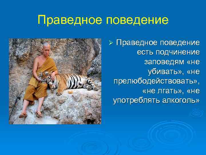 Праведное поведение  ØПраведное поведение   есть подчинение    заповедям «не