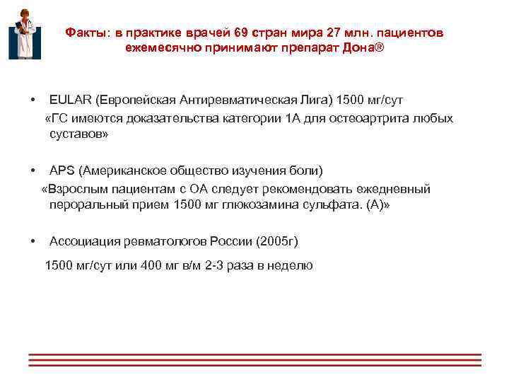  Факты: в практике врачей 69 стран мира 27 млн. пациентов ежемесячно принимают препарат