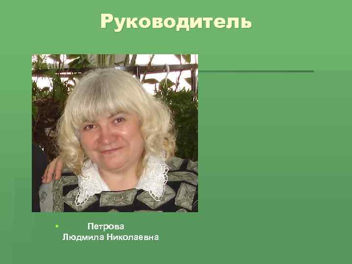  Руководитель § Петрова Людмила Николаевна 