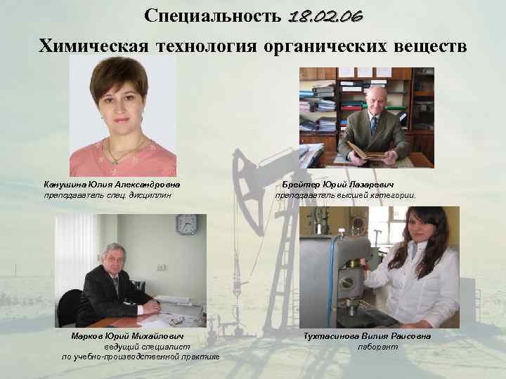        Специальность 18. 02. 06   Химическая