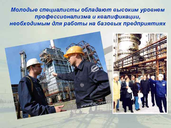Молодые специалисты обладают высоким уровнем  профессионализма и квалификации,  необходимым для работы на