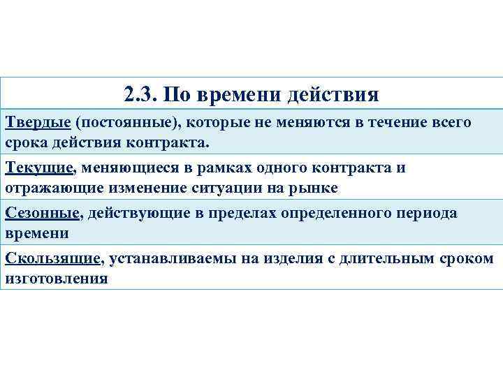  2. 3. По времени действия Твердые (постоянные), которые не меняются в течение всего