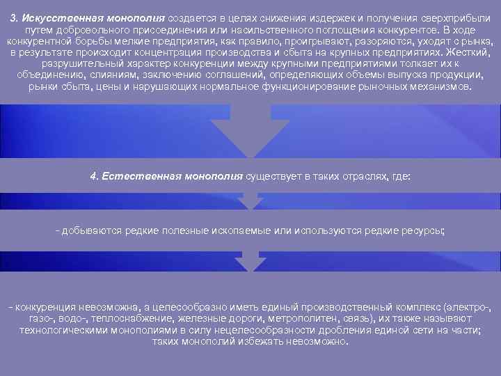  3. Искусственная монополия создается в целях снижения издержек и получения сверхприбыли путем добровольного