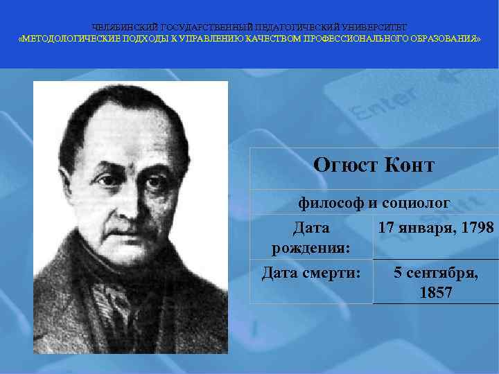   ЧЕЛЯБИНСКИЙ ГОСУДАРСТВЕННЫЙ ПЕДАГОГИЧЕСКИЙ УНИВЕРСИТЕТ «МЕТОДОЛОГИЧЕСКИЕ ПОДХОДЫ К УПРАВЛЕНИЮ КАЧЕСТВОМ ПРОФЕССИОНАЛЬНОГО ОБРАЗОВАНИЯ» 