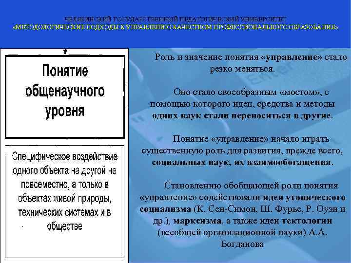   ЧЕЛЯБИНСКИЙ ГОСУДАРСТВЕННЫЙ ПЕДАГОГИЧЕСКИЙ УНИВЕРСИТЕТ «МЕТОДОЛОГИЧЕСКИЕ ПОДХОДЫ К УПРАВЛЕНИЮ КАЧЕСТВОМ ПРОФЕССИОНАЛЬНОГО ОБРАЗОВАНИЯ» 