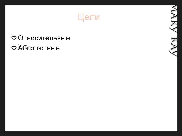  Цели Относительные Абсолютные 
