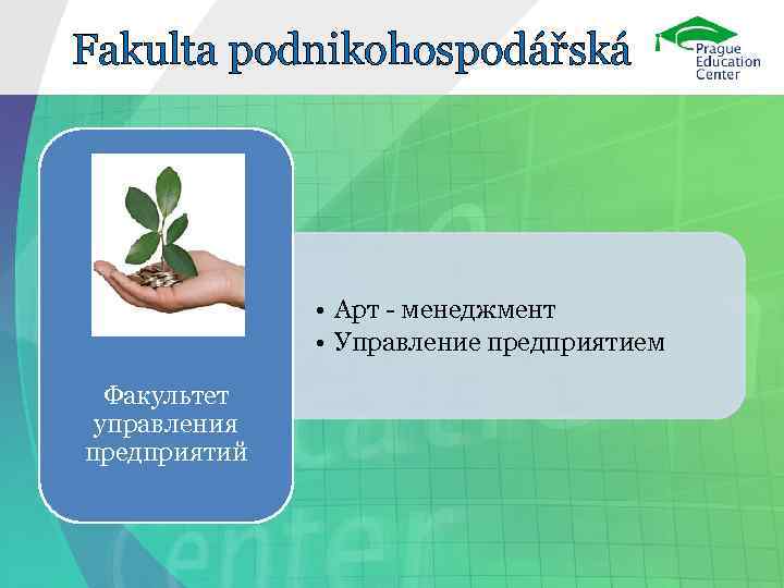 Fakulta podnikohospodářská    • Арт - менеджмент    • Управление